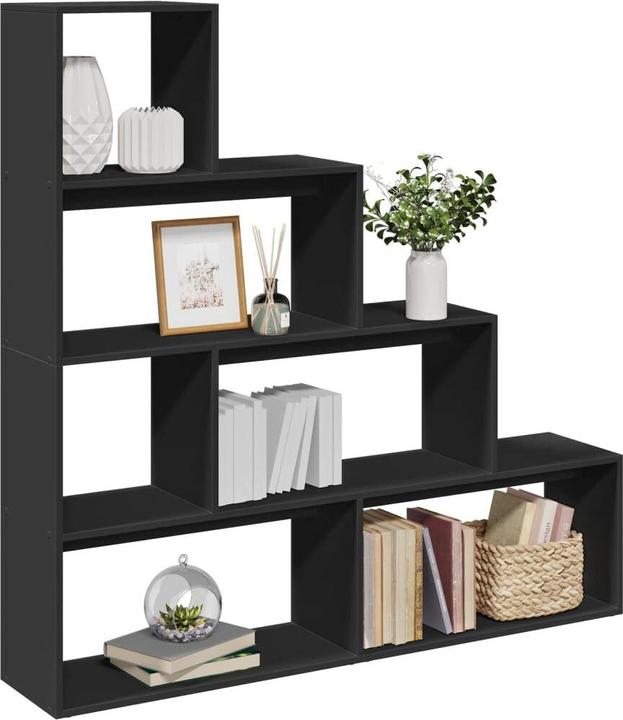 Produktbild VidaXL Raumteiler Bücherregal Standregal Treppenregal Regal 4 Stufen Schwarz (29 x 143.5 x 143.5 cm)