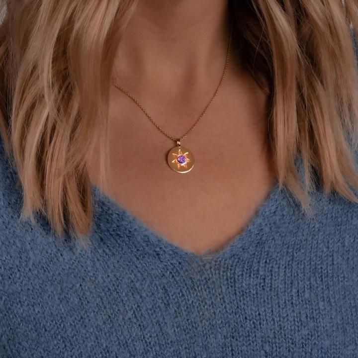 Immagine prodotto Glanzstücke München Donna Sun Argento Ametista Oro Giallo 40,0 cm Catena base + 5,0 cm Estensione - 11784 (Argento, 40 - 45 cm)