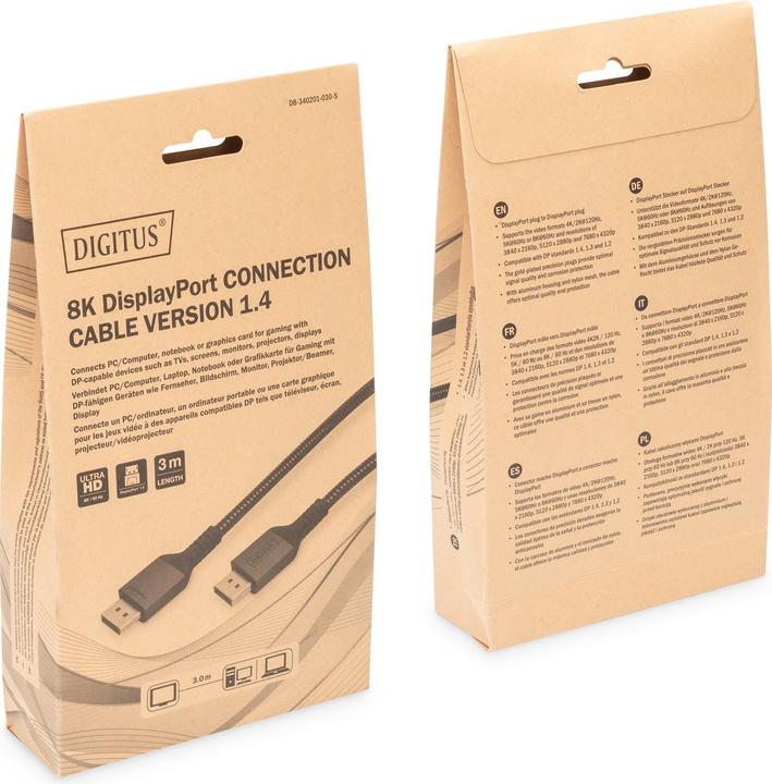 Actual product image Digitus 8K DisplayPort Connection Cable Version 1.4 (3 m, DisplayPort)