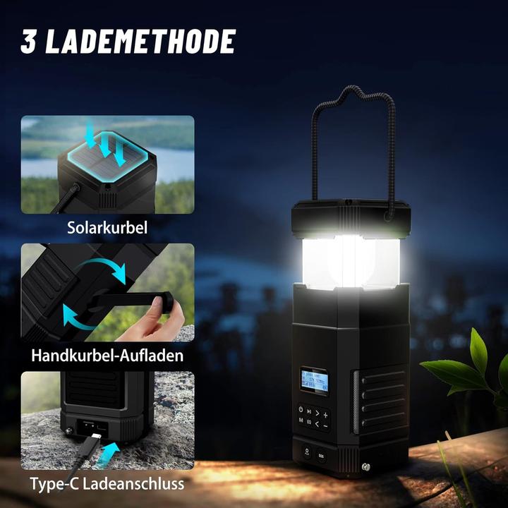 Produktbild Libovgogo Kurbelradio DF585D mit Bluetooth und Campinglampe (DAB+)