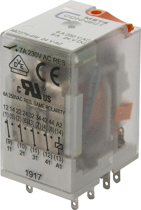 Actual product image Metz Connect NETCOM Industrial relay 4W,24VAC,7A 110017-10.14.07