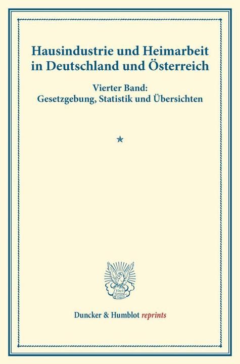 Produktbild Hausindustrie und Heimarbeit in Deutschland und Österreich. (Verein für Socialpolitik, 2014)