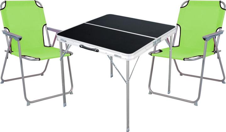 Mojawo 3-teiliges Campingmöbel Set Alu L80xB80xH70cm Lime