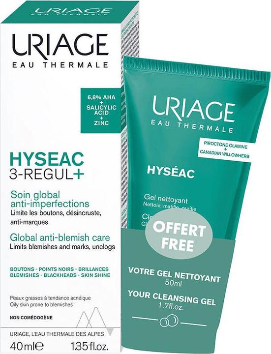 Immagine prodotto Uriage Promo Hyseac 3-Regul Trattamento Globale Anti-Blemish 40ml con Gel Detergente 50ml (Set per la cura dei capelli)