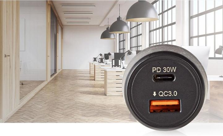 Actual product image Nedis 1xUSB-C PD 30W and 1xUSB-A QC3 Power Delivery black