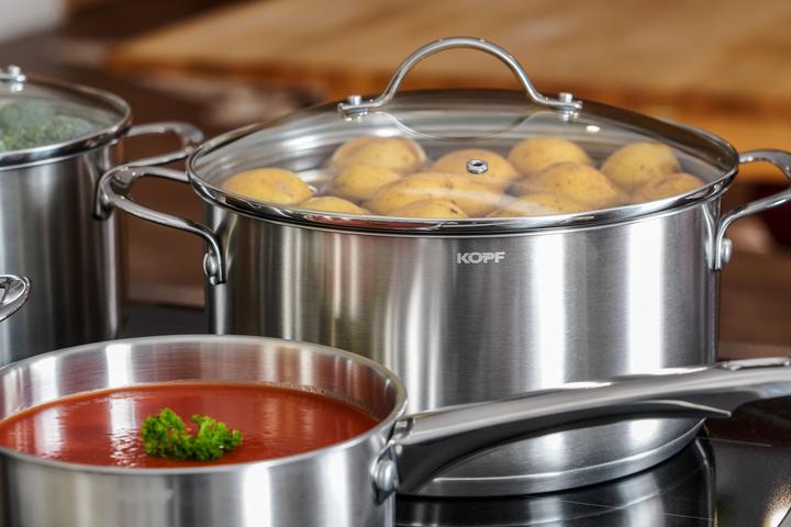 Produktbild Kopf Topfset Induktion Clara 8-teilig | Kochtopf-Set für alle Herdarten | Literskala | Edelstahl (Kochtopf, Edelstahl)