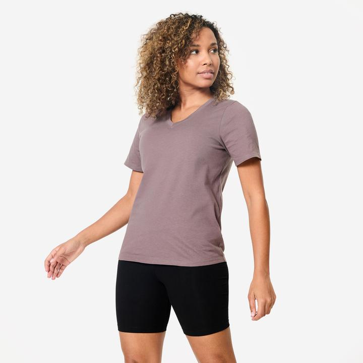 Actual product image Nyamba T-Shirt Damen V-Ausschnitt Baumwolle - dunkelbraun (XL)