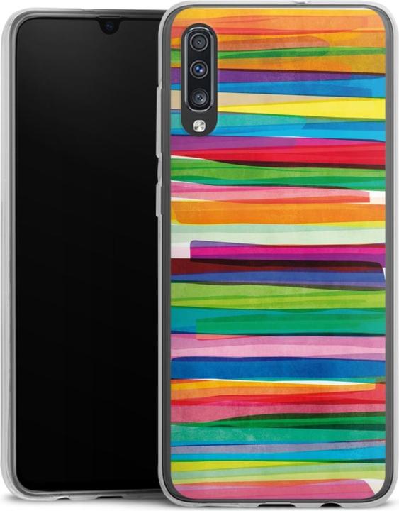 Produktbild DeinDesign Silikon Hülle für Samsung Galaxy A70 Handyhülle Case Smartphone Schutzhülle Streifen Wasserfarbe (Samsung Galaxy A70)