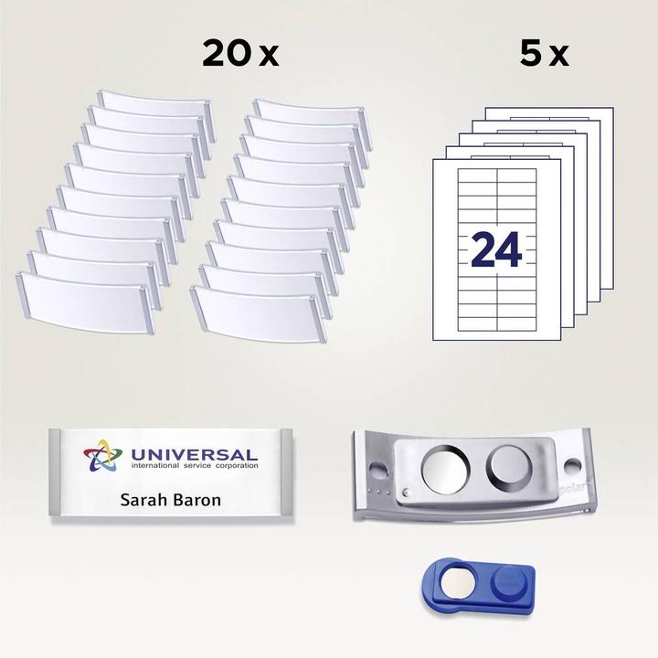 Image du produit Badgepoint POL20MA66-20DR Badges, 64 x 22 mm, couleur métal