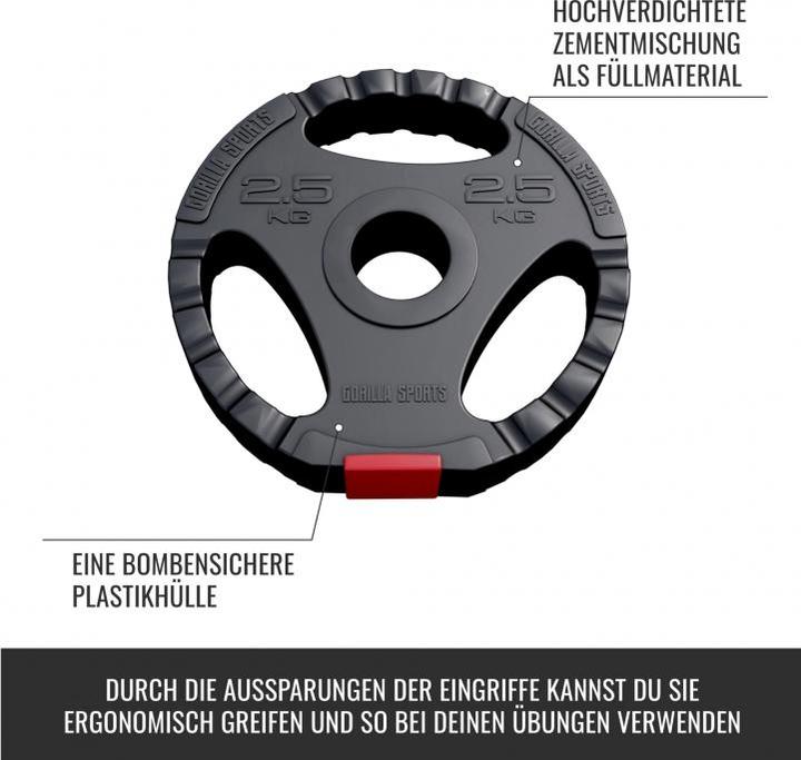 Produktbild Gorilla Sports Hantelscheibe Olympia 50/51mm (1 x 2.5 kg)
