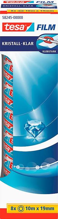Image du produit tesa 8x tesafilm KRISTALL-KLAR, très transparent, résistant au vieillissement, avec forte adhérence (19 mm)