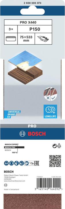 Actual product image Bosch Professional Zubehör PRO X440 sanding belt, 75 x 533 mm, G150 (150)