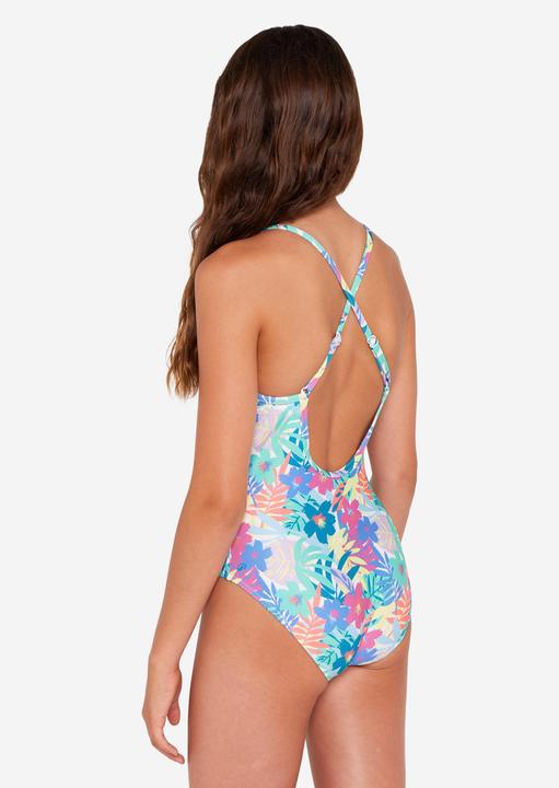 Image du produit Olaian Maillot de bain une pièce surf bretelles croisées Fille - 500 Caly vert