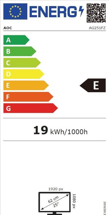 Label énergétique AOC Ag251fz (1920 x 1080 pixels, 25")