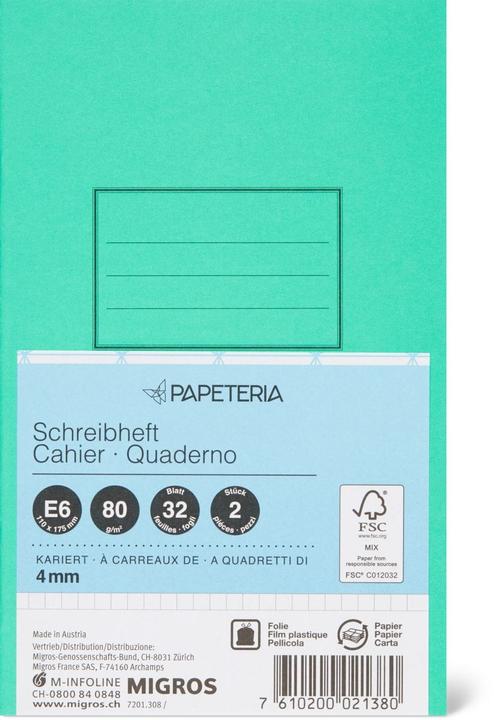 Produktbild Papeteria E6 Schreibhefte (E6, Kariert)