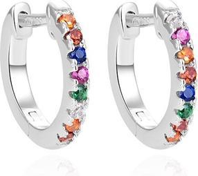 Beneto Round silver earrings with colored zircons AGUC2578D