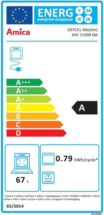 Label énergétique Amica SHC 11509 SM