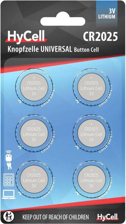 Image du produit HyCell Knopfzelle (6 pcs, CR2025, 140 mAh)