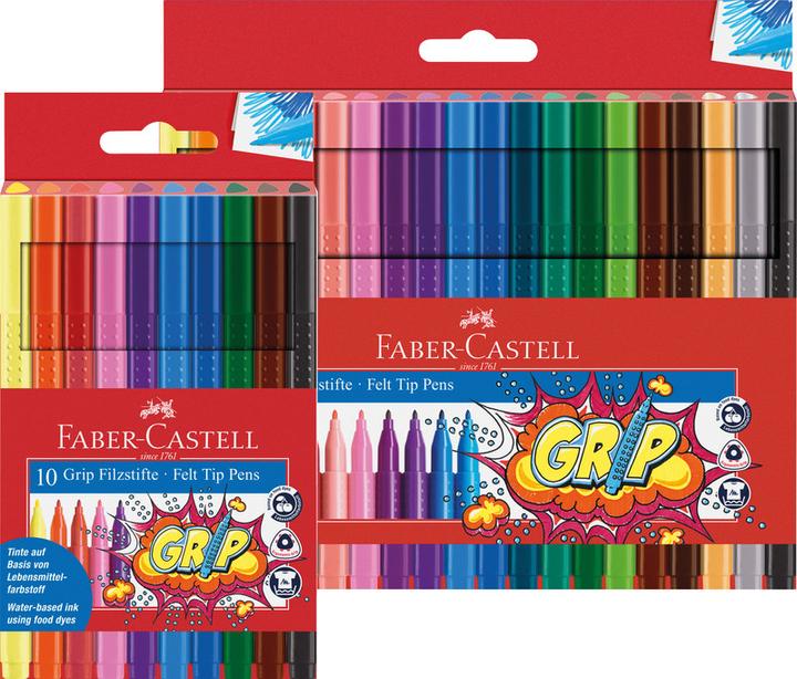 Image du produit Faber-Castell Stylos à pointe de fibre Grip Colour (Multicolore, 10 x)