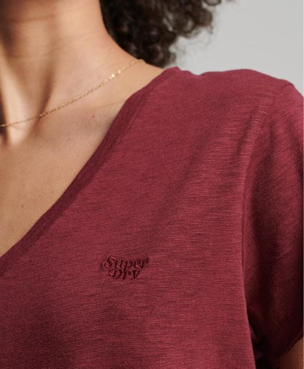 Actual product image Superdry Woman's embroidered and flamed v-neck T-shirt (XXS)