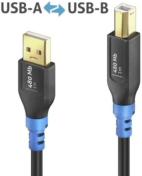 Produktbild Purelink USB-A>B Kabel 0,5m (0.50 m, USB 2.0, 10 W)