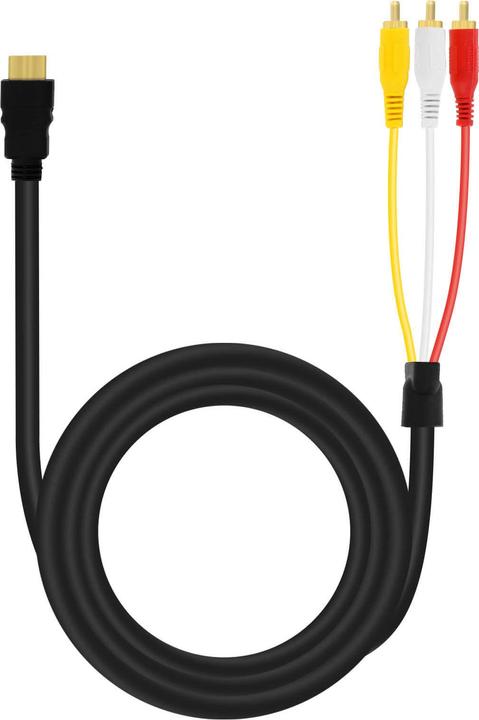 Produktbild LinQ HDMI auf 3x Cinch-Stecker männlich Videokabel by – Schwarz (1.50 m, HDMI)