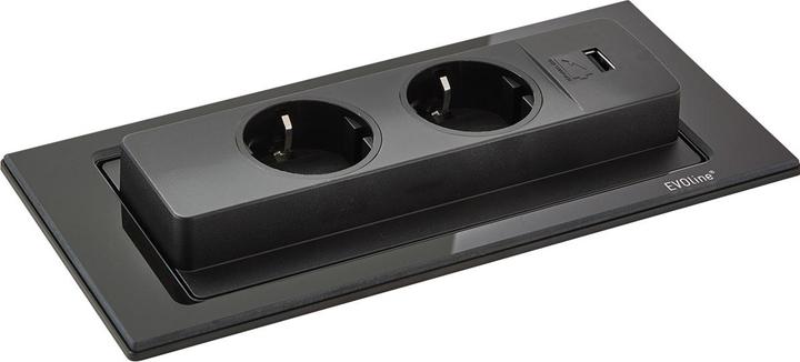 Produktbild Evoline Einbausteckdose mit USB-Charger BackFlip