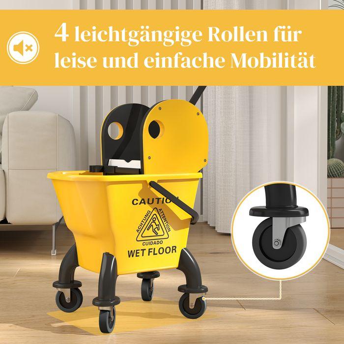 Produktbild Swisshandel24 Putzwagen Reinigungswagen 26 Liter Eimer mit Presse, Griff und Mopp Gelb (1 Stk.)