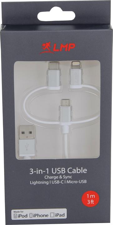Image du produit LMP Câble dock/lightning/microB vers USB (1 m, USB 2.0)