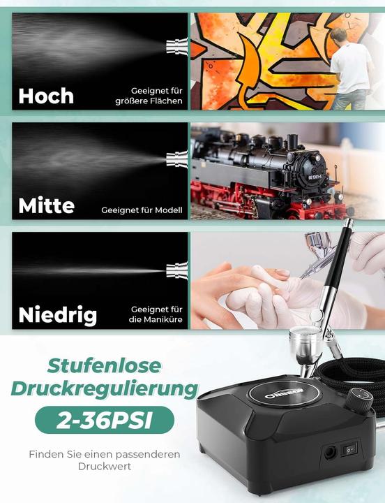 Immagine prodotto Oasser Airbrush Set mit Kompressor