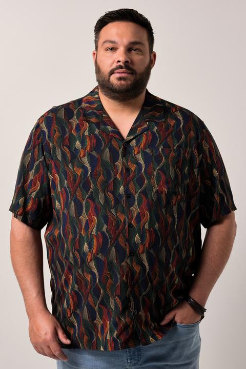 Produktbild Men+ Viskose-Hemd, Halbarm, Alloverprint, Cubakragen, Cuba Fit (8XL)