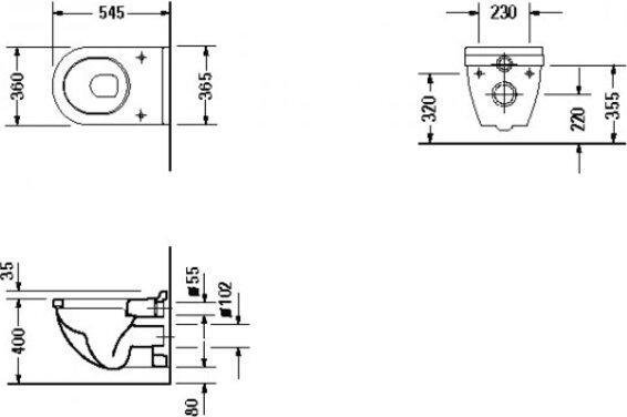 Actual product image Duravit Wall-hung WC STARCK 3 deep, 360x540mm white WG
