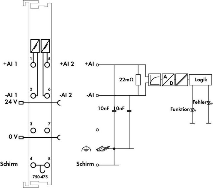 Produktbild Wago Analoges I/O-Modul DC Serie 750 24V 750-475