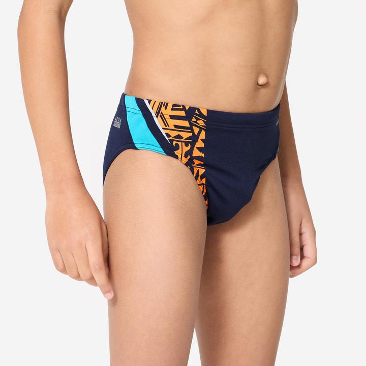 Actual product image Nabaiji Badehose Slip Jungen - 900 Yoke blau/orange (128)