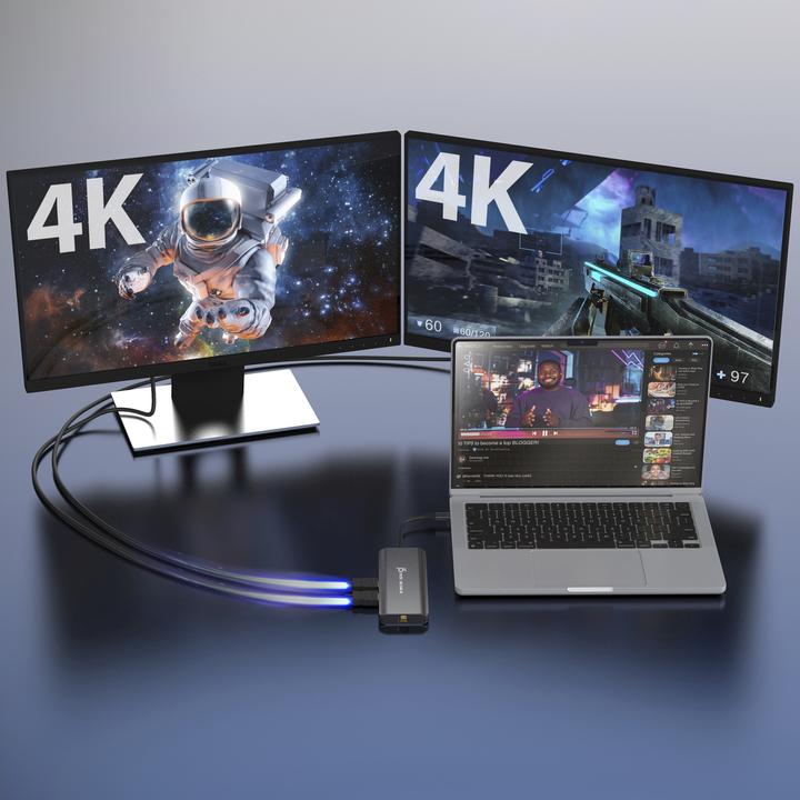 Actual product image j5Create JCD398 USB-C® Dual 4K HDMI™ 10Gbps Mini Dock, Black, Wired, USB 3.2 Gen 2 (3.1 Gen 2) Type- (USB-C, 3 Ports)
