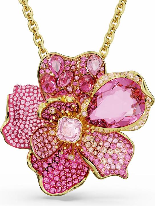Produktbild Swarovski Florere Halskette Anhänger und Brosche Pavé Blume Rosa Gold (Metall)