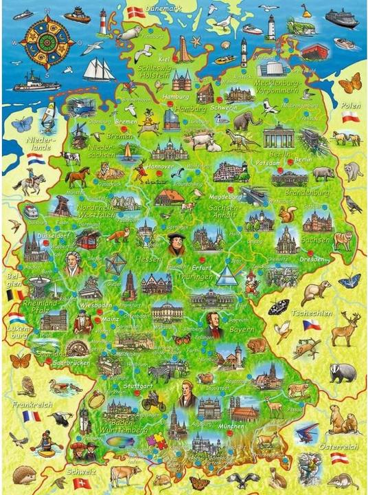 Produktbild Ravensburger Bunte Deutschlandkarte (200 Teile)