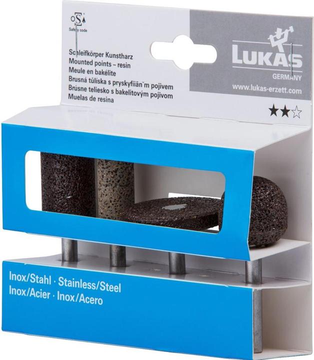 Immagine prodotto Lukas Set di matite abrasive 4 pezzi per acciaio inossidabile gambo 6 mm corindone