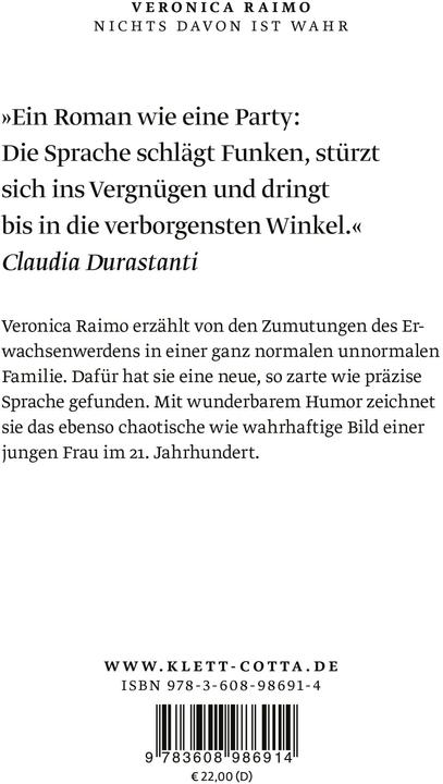 Actual product image Nichts davon ist wahr (German, Veronica Raimo, Verena von Koskull, 2023)