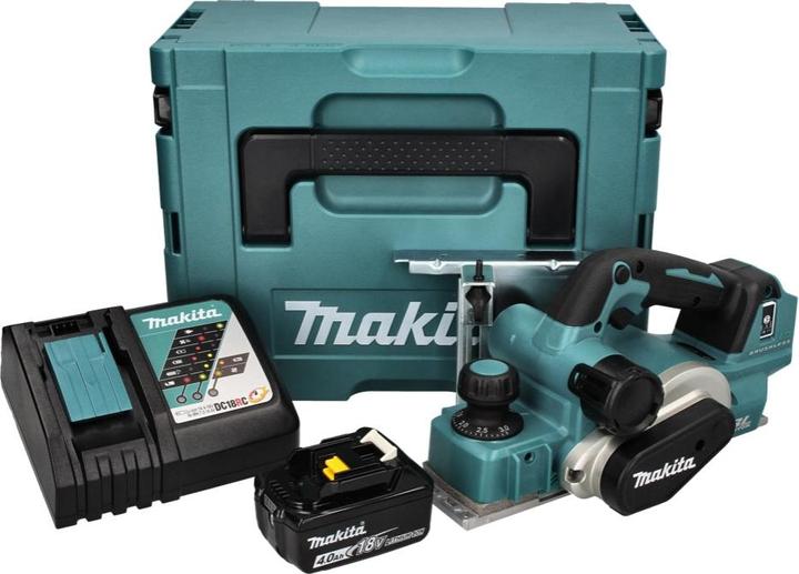 Productafbeelding Makita DKP 181 RM1J Accuschaafmachine korting 82 mm 18 V Brushless + 1x accu 4,0 Ah + lader + Makpac