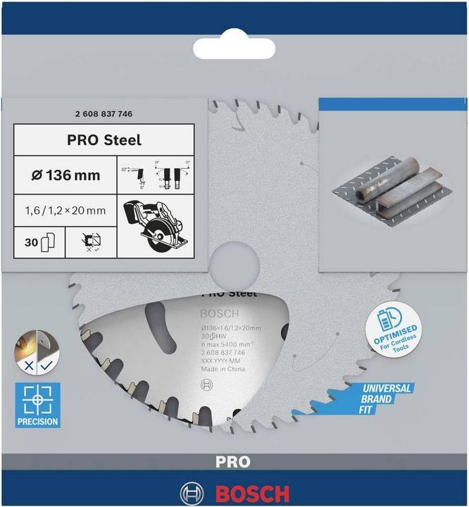 Produktbild Bosch Professional Zubehör PRO Steel cordless Kreissägeblatt, 136 x 1,6 x 20 mm