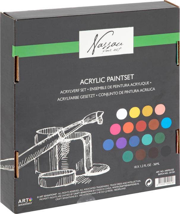 Image du produit Legind Nassau - Paint acrylique incl. fluor & metallic (18x36 ml) (AR0701/22GE) (Multicolore, 648 ml)
