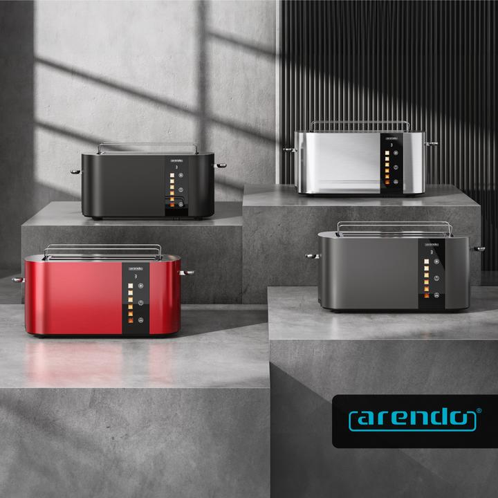 Produktbild Arendo Toaster Edelstahl 4 Scheiben Langschlitz, Restzeit & Bräunungsgradanzeige, Touch Display, 1500 W (EU-Stecker)