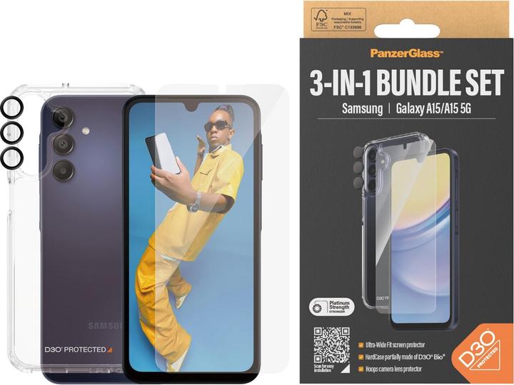 Image du produit PanzerGlass Bundle Ultra Wide FIt Glass + Case + Lens (1 pièce(s), Samsung Galaxy A15 5G, Samsung Galaxy A15)