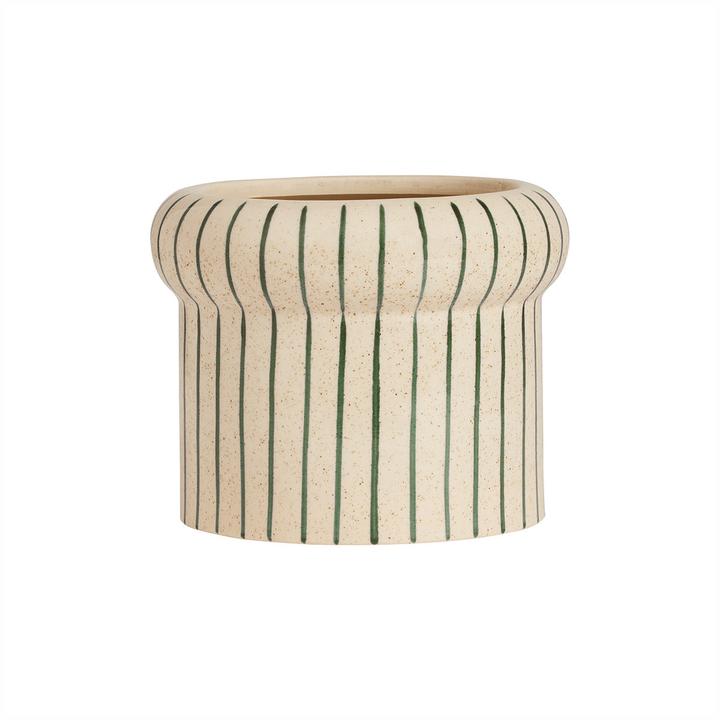 Actual product image Oyoy Vase Aki small 13 cm, Old White/Dark Green (1 x, 16 x 18 x 19 cm, 5.47 l)