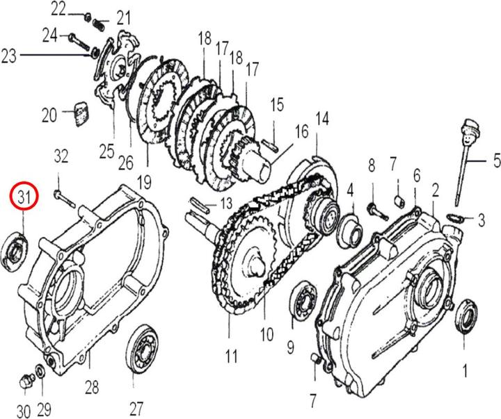 Produktbild Wiltec Ölbadkupplung Ersatzteil Wellendichtring (30x50x7) Benzinmotor 6,5-13 PS (Gartenmaschinen Ersatzteile)