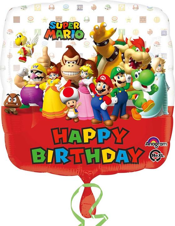 Produktbild Magni Folienballon SUPER MARIO Happy Birthday 43x43cm (5 x)
