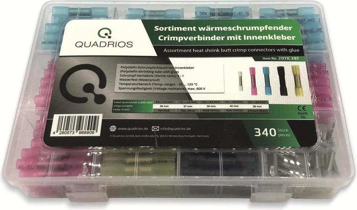 Actual product image Quadrios Butt connectors Shrink fit range