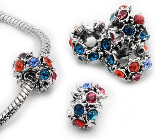 Hermex Strass Bead versilbert 925 - Silbrig bunt (Silber 925)