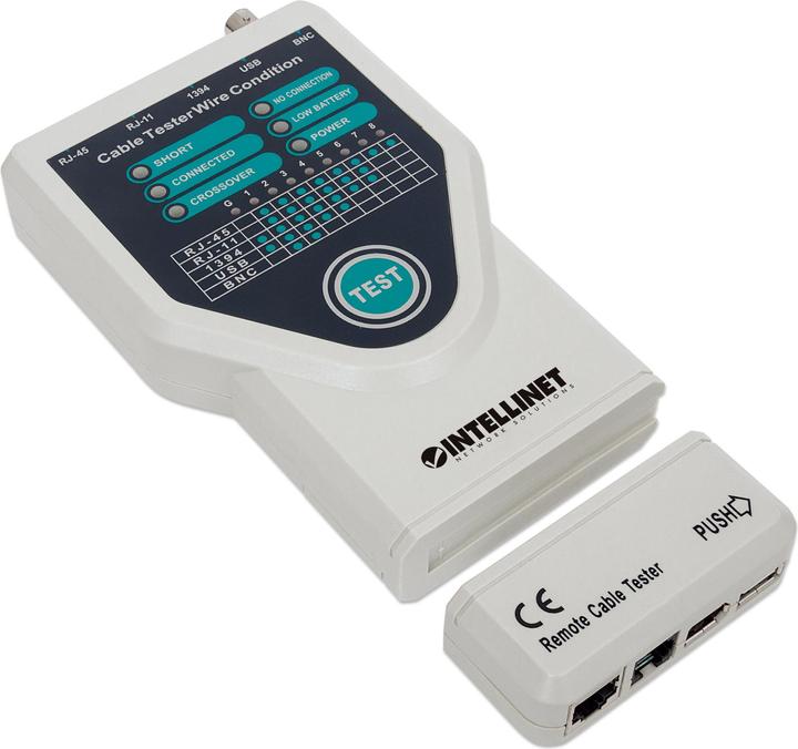 Produktbild Intellinet 5-in-1 Kabeltester, Testet gängige Kabeltypen aus dem Netzwerk- und PC-Bereich mit Anschlüssen für